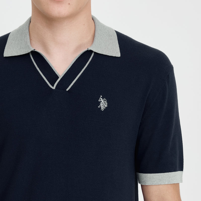 U.S. Polo Assn. Men’s Regular Fit Interlock Polo Shirt เสื้อโปโล สี Navy